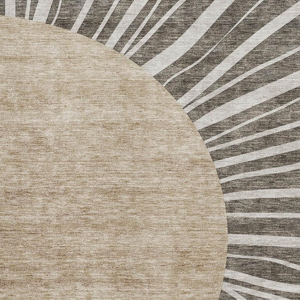 HomeRoots 9' X 12' Chocolate and Beige Abstract Washable Area Rug - Durable, UV-Protected & Stain-Resistant! 655378