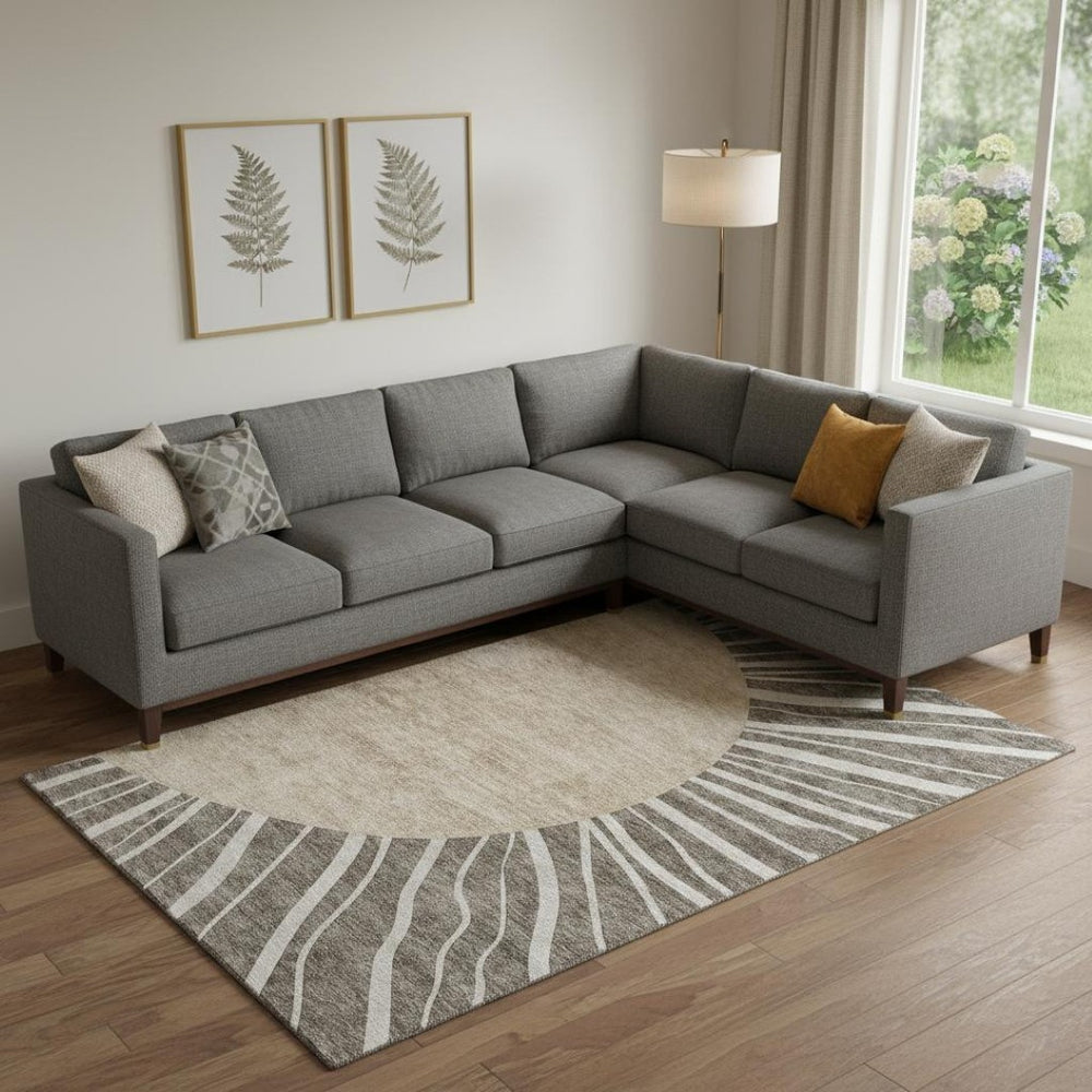 HomeRoots 10' X 14' Chocolate and Beige Abstract Area Rug – Washable, UV-Protected, Ideal for Busy Homes! 655379