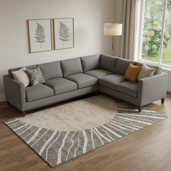 HomeRoots 10' X 14' Chocolate and Beige Abstract Area Rug – Washable, UV-Protected, Ideal for Busy Homes! 655379