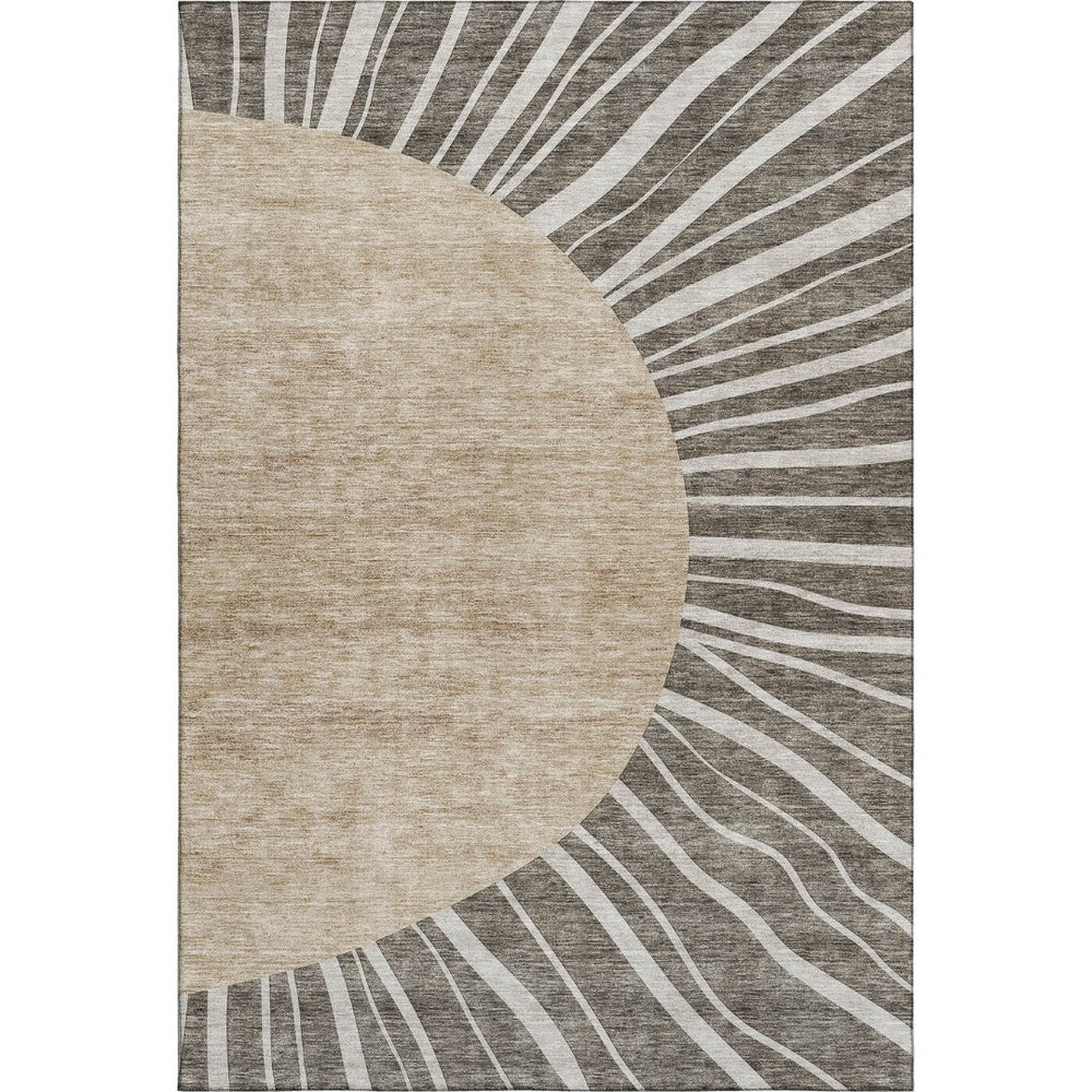HomeRoots 10' X 14' Chocolate and Beige Abstract Area Rug – Washable, UV-Protected, Ideal for Busy Homes! 655379