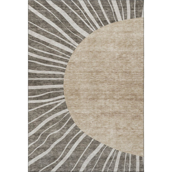 HomeRoots 10' X 14' Chocolate and Beige Abstract Area Rug – Washable, UV-Protected, Ideal for Busy Homes! 655379