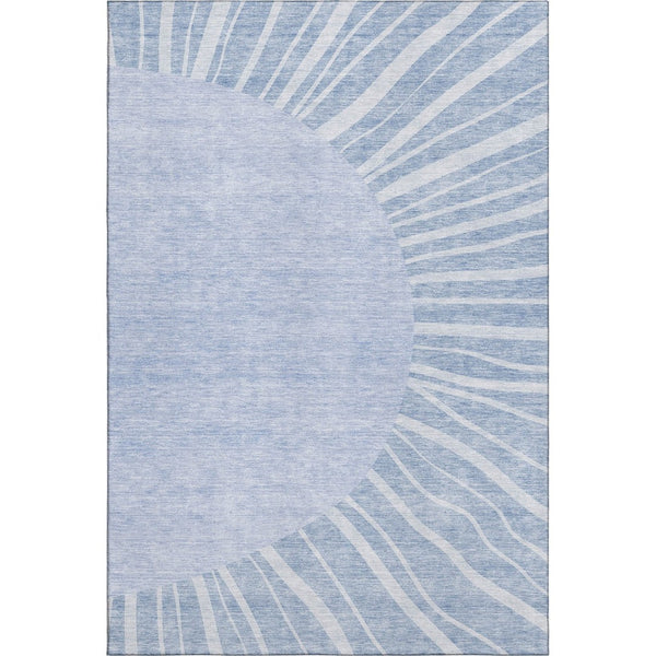 HomeRoots 5' X 8' Denim Blue & Ivory Abstract Area Rug - Washable, UV-Protected, Durable & Stylish for Homes 655381