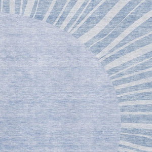 HomeRoots 5' X 8' Denim Blue & Ivory Abstract Area Rug - Washable, UV-Protected, Durable & Stylish for Homes 655381