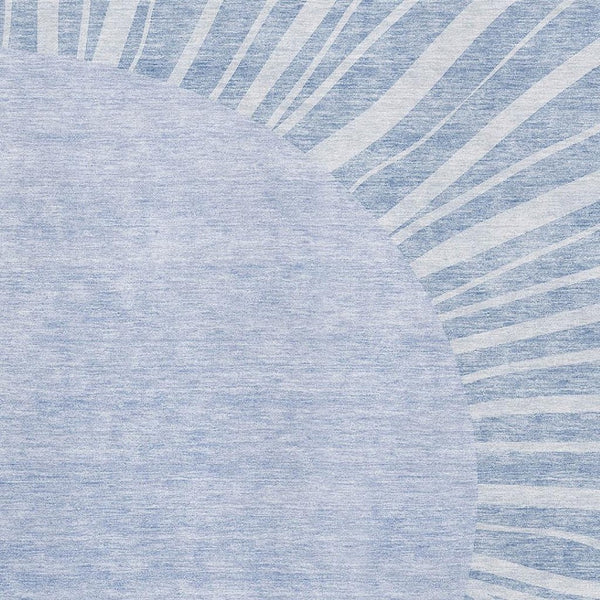 HomeRoots 5' X 8' Denim Blue & Ivory Abstract Area Rug - Washable, UV-Protected, Durable & Stylish for Homes 655381