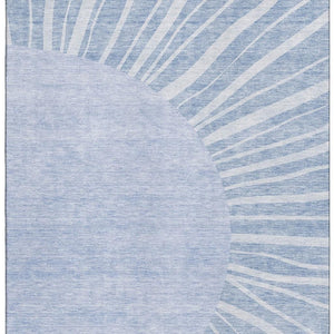 HomeRoots 5' X 8' Denim Blue & Ivory Abstract Area Rug - Washable, UV-Protected, Durable & Stylish for Homes 655381