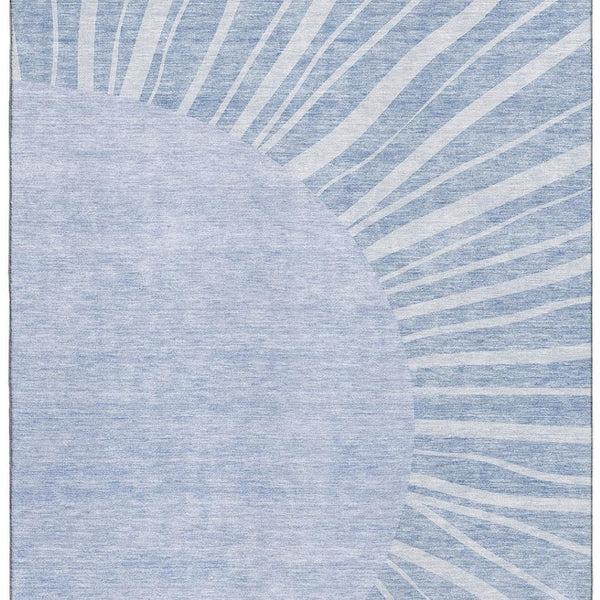 HomeRoots 5' X 8' Denim Blue & Ivory Abstract Area Rug - Washable, UV-Protected, Durable & Stylish for Homes 655381