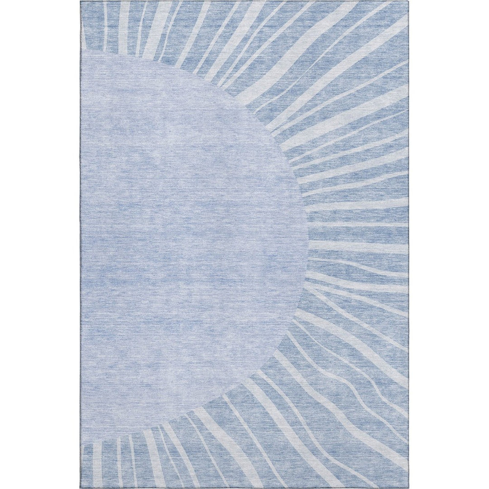 HomeRoots 8' X 10' Stylish Denim Blue & Ivory Abstract Area Rug – Washable, UV Protected, Stain Resistant! 655383