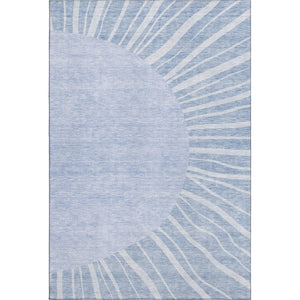 HomeRoots 8' X 10' Stylish Denim Blue & Ivory Abstract Area Rug – Washable, UV Protected, Stain Resistant! 655383