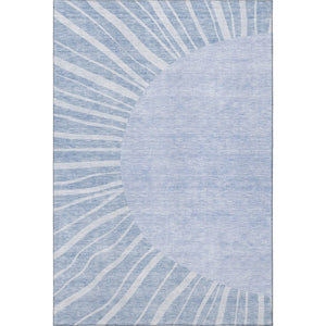 HomeRoots 9' X 12' Denim Blue & Ivory Abstract Area Rug - Durable, UV-Protected, Stylish for High-Traffic Spaces 655384