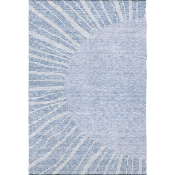 HomeRoots 9' X 12' Denim Blue & Ivory Abstract Area Rug - Durable, UV-Protected, Stylish for High-Traffic Spaces 655384