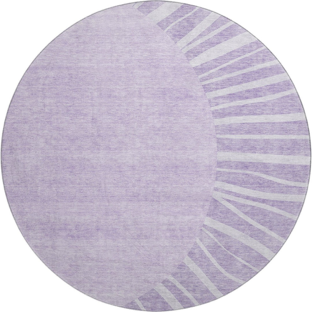 HomeRoots 8' Washable Round Rug in Lavender & Ivory Abstract Design – UV Protected, Durable & Easy Care! 655388