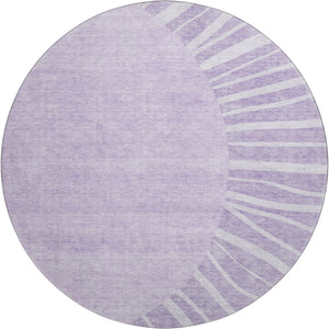 HomeRoots 8' Washable Round Rug in Lavender & Ivory Abstract Design – UV Protected, Durable & Easy Care! 655388