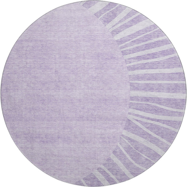 HomeRoots 8' Washable Round Rug in Lavender & Ivory Abstract Design – UV Protected, Durable & Easy Care! 655388