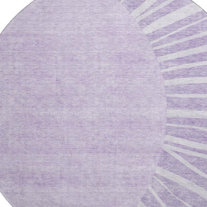 HomeRoots 8' Washable Round Rug in Lavender & Ivory Abstract Design – UV Protected, Durable & Easy Care! 655388