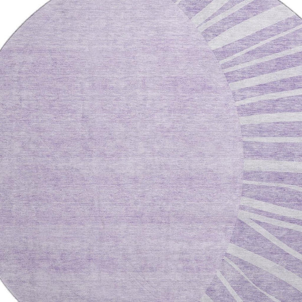 HomeRoots 8' Washable Round Rug in Lavender & Ivory Abstract Design – UV Protected, Durable & Easy Care! 655388