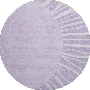 HomeRoots 8' Washable Round Rug in Lavender & Ivory Abstract Design – UV Protected, Durable & Easy Care! 655388