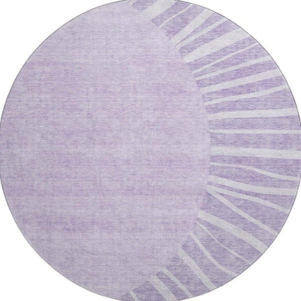 HomeRoots 8' Washable Round Rug in Lavender & Ivory Abstract Design – UV Protected, Durable & Easy Care! 655388