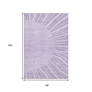 HomeRoots 8' X 10' Abstract Lavender & Ivory Washable Area Rug – UV Protection, Stain Resistant, Durable Design 655389