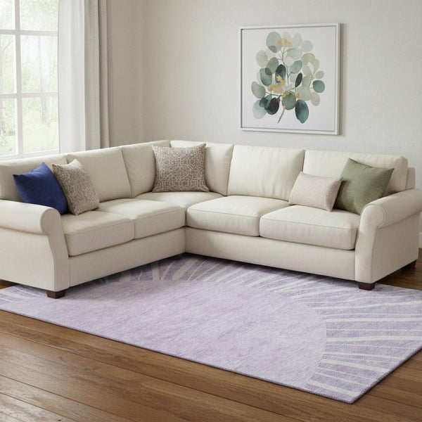 HomeRoots 8' X 10' Abstract Lavender & Ivory Washable Area Rug – UV Protection, Stain Resistant, Durable Design 655389