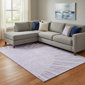 HomeRoots 9' X 12' Modern Lavender & Ivory Abstract Area Rug - Washable, Durable, UV Protected for Homes 655390