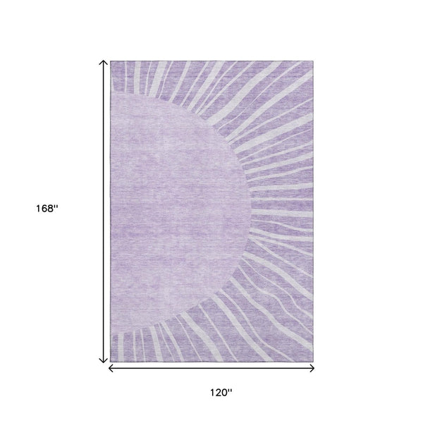 HomeRoots 10' X 14' Stylish Lavender & Ivory Abstract Area Rug - Washable, UV Protected, Non-Slip, Durable Design 655391