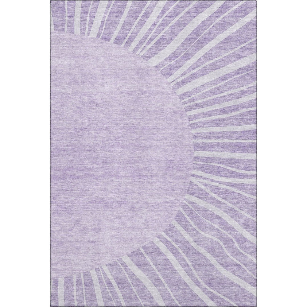 HomeRoots 10' X 14' Stylish Lavender & Ivory Abstract Area Rug - Washable, UV Protected, Non-Slip, Durable Design 655391