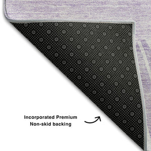HomeRoots 10' X 14' Stylish Lavender & Ivory Abstract Area Rug - Washable, UV Protected, Non-Slip, Durable Design 655391