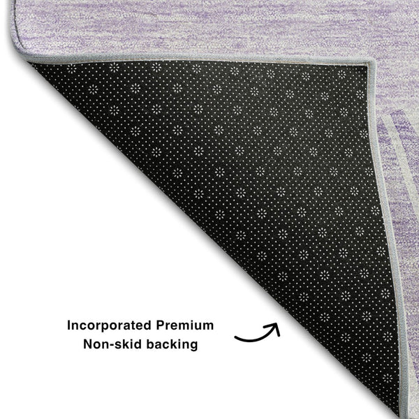 HomeRoots 10' X 14' Stylish Lavender & Ivory Abstract Area Rug - Washable, UV Protected, Non-Slip, Durable Design 655391