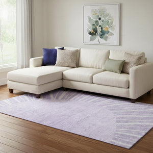 HomeRoots 10' X 14' Stylish Lavender & Ivory Abstract Area Rug - Washable, UV Protected, Non-Slip, Durable Design 655391