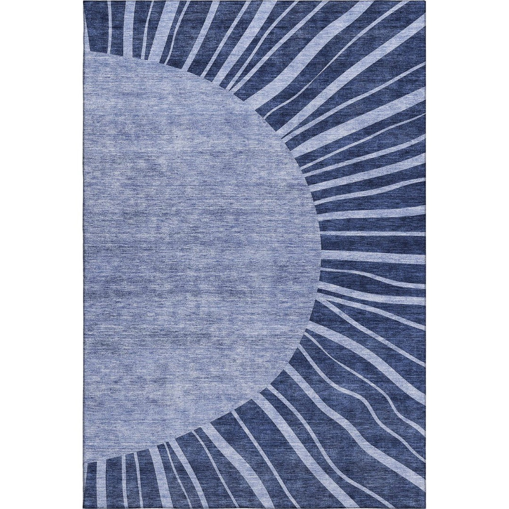 HomeRoots 10' X 14' Navy Blue Abstract Area Rug - Washable, UV-Protected, Stain-Resistant for Busy Homes! 655397