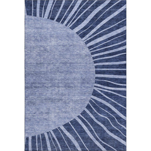 HomeRoots 10' X 14' Navy Blue Abstract Area Rug - Washable, UV-Protected, Stain-Resistant for Busy Homes! 655397