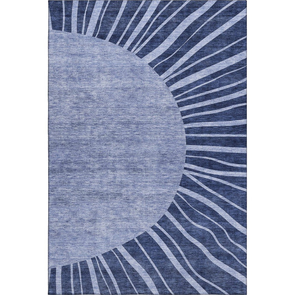 HomeRoots 10' X 14' Navy Blue Abstract Area Rug - Washable, UV-Protected, Stain-Resistant for Busy Homes! 655397
