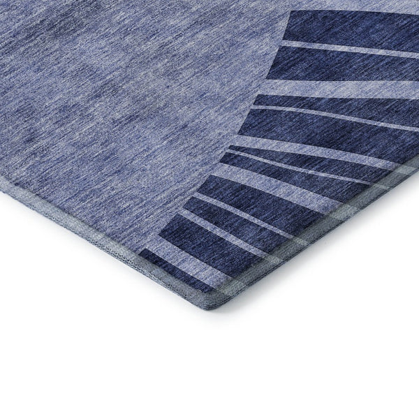 HomeRoots 10' X 14' Navy Blue Abstract Area Rug - Washable, UV-Protected, Stain-Resistant for Busy Homes! 655397