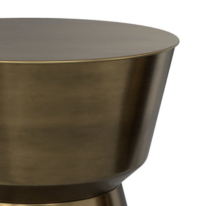 English Elm Allegra Side Table in Antique Brass — Handcrafted Iron Hourglass Accent Table, Compact & Sturdy B136P361856