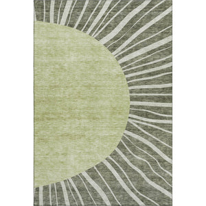 HomeRoots 9' X 12' Olive Green & Ivory Abstract Area Rug - Washable, UV-Protected, Durable for High-Traffic Homes 655402