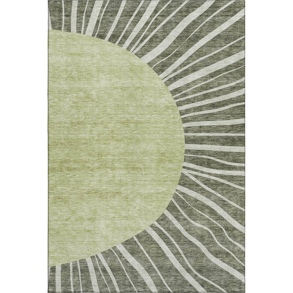 HomeRoots 9' X 12' Olive Green & Ivory Abstract Area Rug - Washable, UV-Protected, Durable for High-Traffic Homes 655402