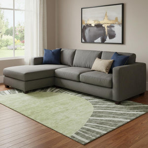 HomeRoots 10' Olive Green & Ivory Abstract Washable Area Rug - Stylish, Durable, UV-Protected for Modern Spaces 655403