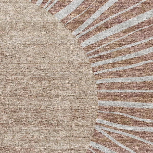 HomeRoots 5' X 8' Rustic Ivory and Rust Abstract Washable Area Rug with UV Protection for Modern Living Spaces 655405