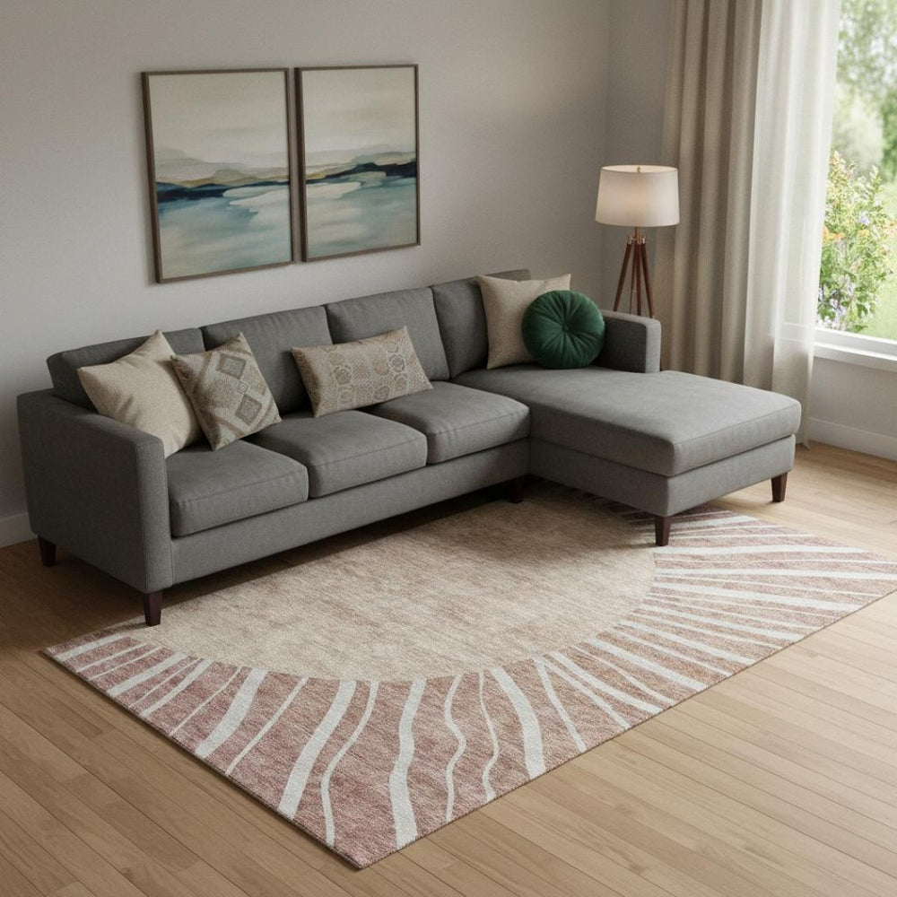 HomeRoots 9' X 12' Stylish Rust and Ivory Abstract Area Rug - Washable, UV Protected, Perfect for Active Homes! 655408