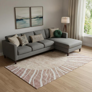 HomeRoots 9' X 12' Stylish Rust and Ivory Abstract Area Rug - Washable, UV Protected, Perfect for Active Homes! 655408