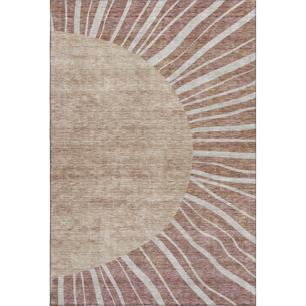 HomeRoots 9' X 12' Stylish Rust and Ivory Abstract Area Rug - Washable, UV Protected, Perfect for Active Homes! 655408