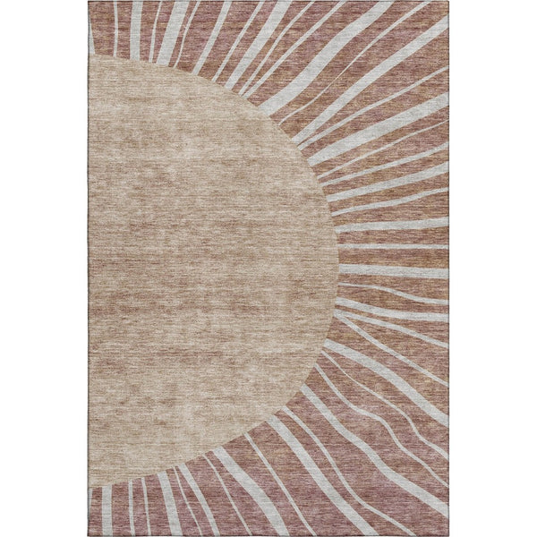 HomeRoots 9' X 12' Stylish Rust and Ivory Abstract Area Rug - Washable, UV Protected, Perfect for Active Homes! 655408