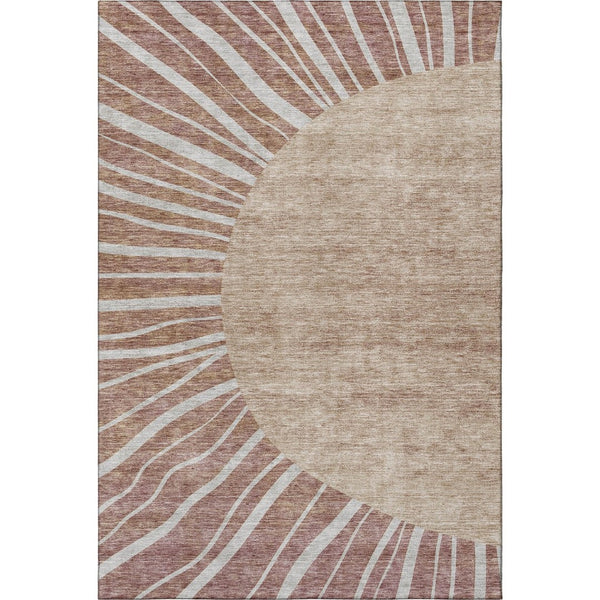 HomeRoots 9' X 12' Stylish Rust and Ivory Abstract Area Rug - Washable, UV Protected, Perfect for Active Homes! 655408