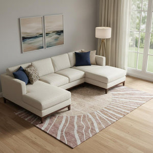 HomeRoots 10' X 14' Washable Rust & Ivory Abstract Area Rug - Stylish, Durable, UV Protected for Busy Homes 655409
