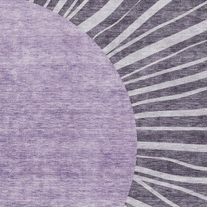HomeRoots 8' X 10' Stylish Purple and Ivory Abstract Washable Area Rug with UV Protection for Modern Homes 655413