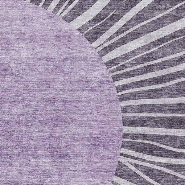HomeRoots 8' X 10' Stylish Purple and Ivory Abstract Washable Area Rug with UV Protection for Modern Homes 655413