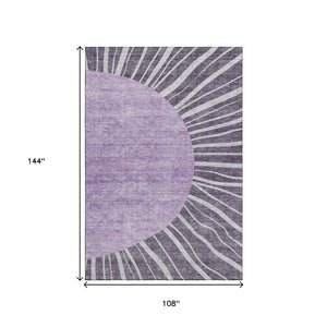 HomeRoots 9' X 12' Purple and Ivory Abstract Area Rug - Durable, Washable, UV Protected for Busy Homes & Style 655414