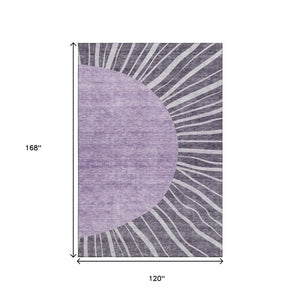 HomeRoots 10' X 14' Washable Purple & Ivory Abstract Area Rug with UV Protection – Perfect for High-Traffic Spaces 655415