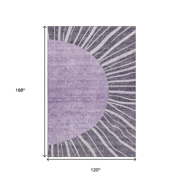HomeRoots 10' X 14' Washable Purple & Ivory Abstract Area Rug with UV Protection – Perfect for High-Traffic Spaces 655415
