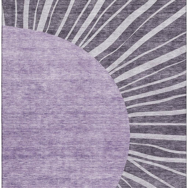 HomeRoots 10' X 14' Washable Purple & Ivory Abstract Area Rug with UV Protection – Perfect for High-Traffic Spaces 655415